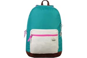 TOTTO - Mochila Juvenil, Modelo Muasir, Mochila para Ordenador Portátil 13 Pulgadas, 2 Compartimentos, Espaldar Ergonómico, Correas en S para Mayor Comodida, Resistente, Estampado Verde y Fucsia