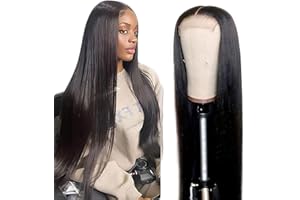 Creuost Parruca Donna Capelli Veri Umani Straight Human Hair Wig 4X1 Lace Front Human Hair Parruca #1b Natural Black Color Straight No Tangle No Smell Human Hair Wig For Women 32 Pollice