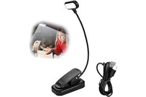 PANSYFEN Leselampe Buch Klemme Weiß Klemmlampe Akku Schreibtischlampe USB Ladefunktion Led Leselampe Buch mit 5 LEDs 360° Flexibel Lampe Bett Kopfteil Kontinuierliches Weißes Licht für Arbeiten Schlafen Lernen