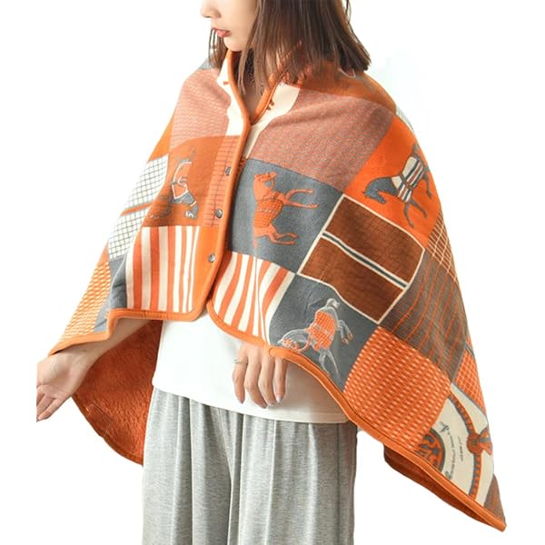 Poncho Châle Femme Beifon - Flanelle épaisse à Carreaux - 100x140 Cm - Pour Hiver