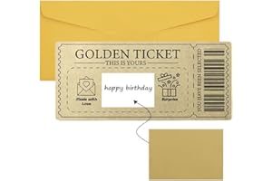 OUDQFCJ Regalo Personalizado - 1 X Golden Ticket Tarjeta Regalo Rasca Y Gana Regalo Personalizado En Un Sobre Brillante Cupón Sorpresa