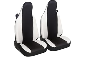 Susy Shop Housses de siège auto compatibles pour Smart fortwo, 450 451 et 453, lot de 2 housses avant, fabriquées en tissu polycoton (noir/blanc)