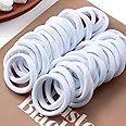 Elina 15 White Elastic Ponytail Holder Hair Rubber Ties Head Bands Soft Cotton Thick Thin Hair Wear for School Girls, Kids, Women Accessories (Pack of 15)(white)