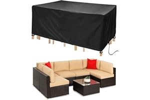 Landrip Garden Furniture Covers, Large Patio Rattan Furniture Cover, Large Outdoor Table Covers Waterproof Rectangular Heavy Duty Oxford Patio Furniture Set Covers, 242x162x100cm