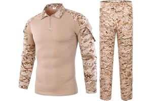 Czen Camisa de Combate Militar Hombre, Uniforme TáCtico, Camisas de Manga Larga Pantalones Trajes Camisa Airsoft Bdu Traje de Camuflaje de Paintball