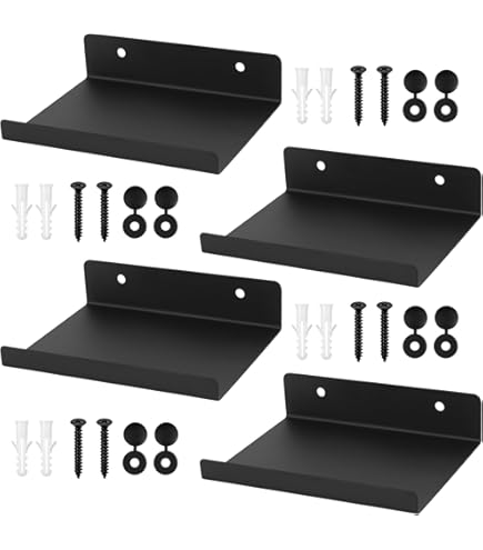 BAMEOS Lot De 2 étagères Flottantes Noires De 15 X 14 Cm, Contemporaines, Modernes, Compactes, à Fixation Murale, étagère Pour Objets De Décoration