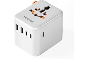 ‎TESSAN TESSAN Uniwersalny Adapter Wtyczki, Uniwersalna łAdowarka z 3 Usb C I 2 Usb A, 2500 W Uniwersalny Adapter PodróżNy dla Usa Tajlandia Japonia Wielka Brytania Brazylia Australia Hiszpania Malezja Indie