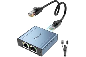 MT-VIKI LAN Splitter 1 auf 2 LAN Switch 2 Port RJ45 Netzwerkverteiler Netzwerk WLAN Verteiler Ethernet Switch für Computer Router Set-Top Box Digital TV 1000Mbps mit USB-Stromkabel
