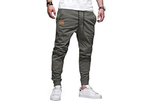 TARAINYA Pantalon Homme Coton Cargo Jogging à Cordon de Serrage Taille éLastiqué Décontractées Pantalon Casual