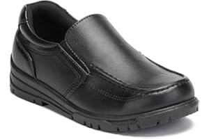 Moelund Boys Black Easy Slip On School Shoes Smart Uniform Shoes for Kids & Teens Easy Wear with Non-Slip Sole Sizes 2-6