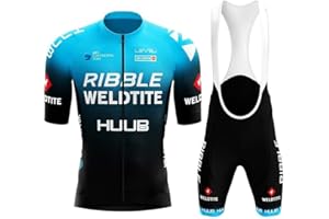 louizumify Maillots de Ciclismo de Manga Corta para Hombre Conjunto de Ropa de Verano, Culottes de Ciclismo con Acolchado de Gel 3D