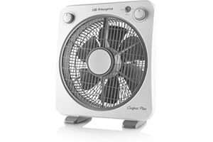 Orbegozo BF 0138 - Ventilatore da pavimento a 6 pale, griglia di protezione girevole bidirezionale, 3 velocità di ventilazione, diffusore girevole, timer 60 minuti, potenza 40 W