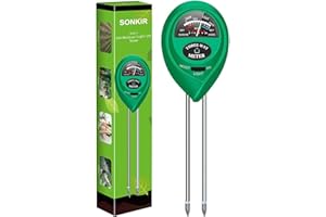 FOCOMBANCE Igrometro per Piante Misuratore PH Terreno Misuratore Umidità Terreno Tester, 3 in 1 Sensore Umidità Terreno phmetro Tester di luce solare per Giardinaggio, Agricoltura, Piante test di soil