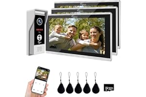 ANJIELO SMART Cámara de Video Timbre 1080P con Pantalla táctil de 10 Pulgadas, intercomunicador de Timbre de Video, (1 Timbre + 3 Pantallas)