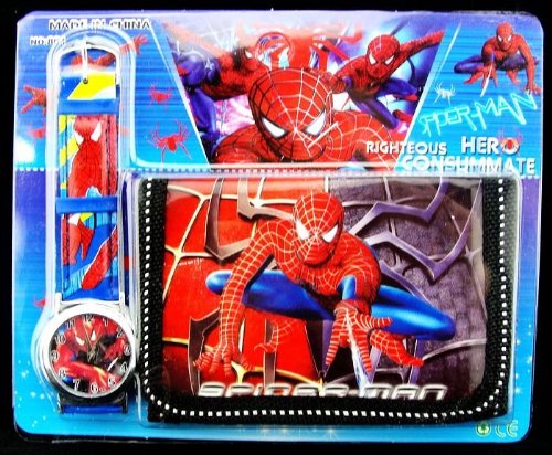 Reloj Spiderman Y Cartera Juego Para Niños