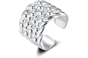 THE BLING KING Silver Adjustable Keeper Ring, Adjustable Ring with Real Silver Plating, Premium Silver Fashion Ring Unique Jewellery Gift for Men and Teens (Size 10 - Adjustable to Fit Various Sizes)