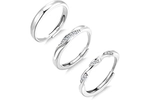 ALEXCRAFT Set de 3 Anillos de Mujer Ajustables y Apilables Anillos con Circonitas Cúbicas en Plata Sterling 925 y Baño de Oro 14K Hipoaalergénicos Minimalistas para Mujer Madre e Hija