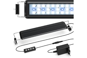 Nobleza - Luce per Acquario, Illuminazione per Acquario con Timer, Lampada da Giardino con 3 Colori, Lampada Acquario con 10 Livelli Luminosità Regolabile da 30-50cm, 8W