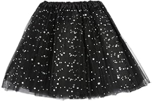 JITNGA 1 Stück Mädchen-Tutu-Röcke 3-Lagig Tüll Pailletten Stern Ballett Tutu Rock Prinzessin Weihnachtsrock Für Mädchen Kleinkinder 2–8 Jahre (Schwarz)
