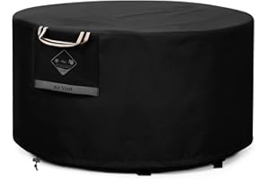 QH.HOME Fire Pit Cover, Round Super Waterproof 40" D x 20" H Outdoor Round Fire Pit 600D Strong Tear Resistant Fade Resistant Round Fire Pit - Black