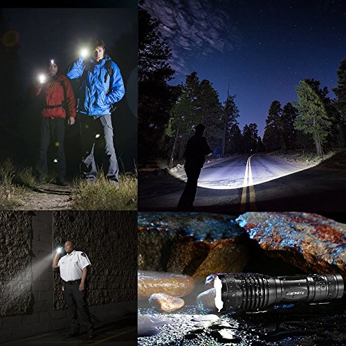 Taktische Taschenlampe, Vansky® 700 Lumen CREE XML2 T6 LED Taschenlampe | Superhell wasserdicht Camping Taschenlampe mit einstellbarem Fokus und zoombarem taktischem Licht | inkl. 3 x AAA Batterien - 7