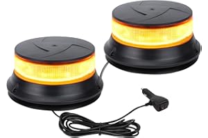 I LITTON 2-in-1 Amber Strobe Lights, 16 Modes, 90 LEDs Amber Flashing Beacon Emergency Warning Light 12/24V Caution Light 360 Rotating Strobe Beacon Lights for Trucks Forklift Snow Plow Golf Cart