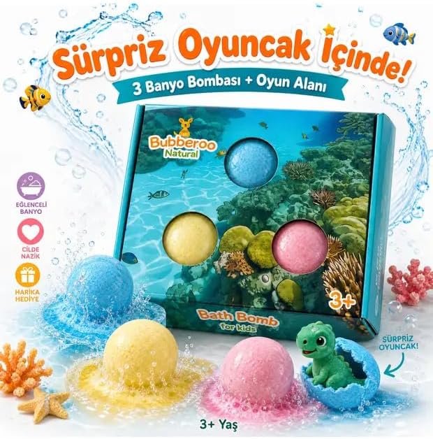 Okyanus Macerası Banyo Topu Seti 3'lü - İçinden Oyuncak Çıkar | Suda eriyince içinden oyuncak çıkan banyo topları