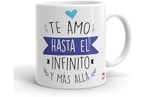Kembilove Taza Desayuno para Parejas – Tazas Originales con Mensaje Te amo hasta el infinito y más allá color azul – Taza de Café y Té para Madres – Tazas de Regalo para el día de San Valentín