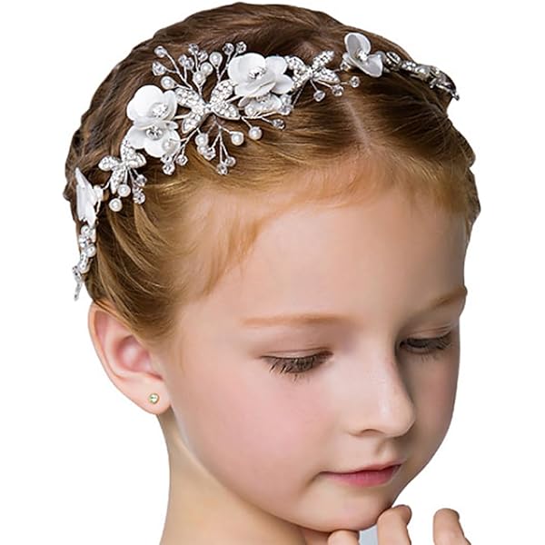 Accessori Prima Comunione Cerchietto Per Capelli Bambina Con Fiori Di Cristallo E Perle – Per Matrimoni, Comunione, Feste, Accessorio Principessa Cerchietto Per Matrimonio Bambino