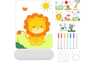 TXErfolg LED Lavagna Luminosa per Disegnare, 20x15cm Lavagna Luminosa Acrilica Con 6 Colori penna, Fai da te Lavagna luminosa per bambini, Regalo Creativo per Ragazzi e Ragazze (Animali di Terra)