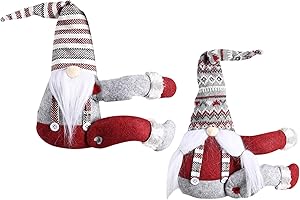 DURDIIY 2 fermatenda natalizi a forma di gnomo, con gnomi, per decorazione di finestre (A)