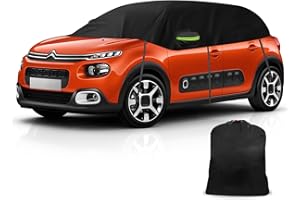 JINSENTGG Halbe Autoabdeckung Ersatz für Citroen C3 2009-2025, Softtop Dachschutz Autoabdeckung Wasserdicht, Halbe Garage mit Riemen, UV-beständig für jedes Wetter