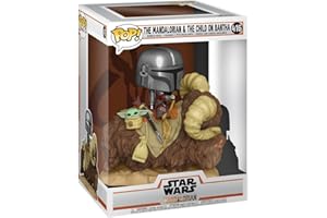 Funko Pop! Deluxe: Star Wars: The Mandalorian - Mando on Bantha with Grogu (The Child, Baby Yoda) - (Grogu (The Child, Baby Yoda), Baby Yoda) - Figurine en Vinyle à Collectionner - Idée de Cadeau