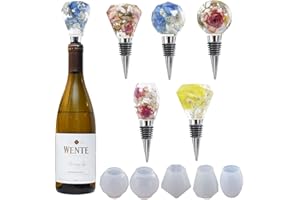 BEKASA Lot de 5 moules en résine pour bouchon de bouteille de vin irréguliers avec 5 bouchons de bouteille, moules en cristal époxy, faciles à démouler, pour faire des cadeaux, des travaux manuels