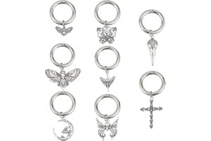 GOMAKERER 16 Stück Punk-Gothic-Schuhanhänger, 8 Stile Antik-Silber-Kreuz-Schuhanhänger Buttetrfly Mond-Schuhanhänger Mit Federring Für Schuhdekoration Halloween-Ornamente