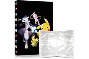 QIFAENY Classeur Carte, Album pour Cartes à Collectionner, Titulaire Porte Cartes 4 Poche, Livre de Protection Cartes, 30 Pages Capacité de 240 Cartes(HSY-PIKA-A4)