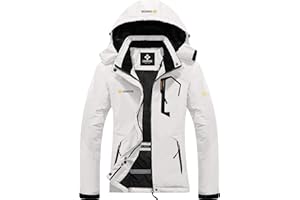 GEMYSE Veste de Ski Femme Imperméable Coupe-Vent Manteau d'Hiver Chaud avec Capuche de Montagne Extérieur en Polaire