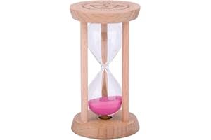 WEIYE Mini clessidra con sabbia, color legno, per casa e ristorante, timer 1 minuto/3 minuti 3min Legno + rosa.