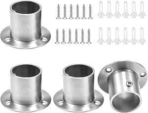 4 Supports Tringle à Vêtements En Acier Inoxydable - Fixation 3 Trou Pour Armoire, Penderie, Salle De Bain