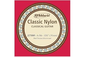 Corda Singola d'Addario J27H05 in Nylon per Chitarra Classica, Adatta per Studenti, Tensione Forte, Quinta Corda