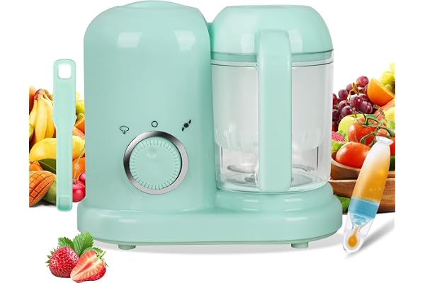 Robot multifonctions 4 en 1, préparateur d'aliments pour bébés, diversification alimentaire, cuiseur vapeur, mixeur, décongélation, réchauffage, cuisson vapeur douce, cuisson vapeur rapide (Vert)