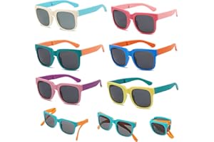 CIOUYAOS Zestaw 6 par okularów przeciwsłonecznych dla dzieci, składanych, dla dziewcząt i chłopców, z ochroną UV, dla dzieci w wieku 3-10 lat, wielokolorowe, składane, na imprezę, do aktywności na