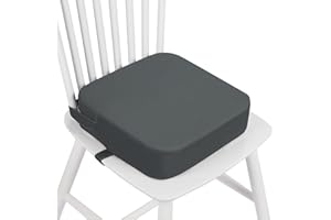 wooshwa Rehausseur de Chaise Enfant, Réhausseurs Coussin avec 2 Sangles, Boucle de Sécurité, Motif de Dessin Animé Pour Enfant, 32 x 32 x 8 cm (Gris)