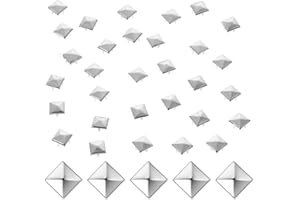 Ymapinc Square Studs for Clothing, 200 Pcs 10mm Silver Metal Pyramid Studs, Leather Stud Punk Spikes for Clothing, Crafts, DIY Stud Kit, Spikes for Crafts
