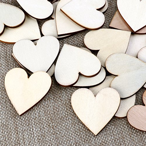 VORCOOL 100 Stück 40mm Herz Holz Scheiben Scheiben Für DIY Handwerk Verzierungen Naturholzscheiben - 5