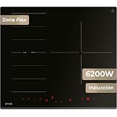 EVVO Induction Hob V62 &ndash; Ceramic Hob Induction 4 Zones, Flexible Zone, 7200W, Booster, Touch Control, 9 Levels, Child Lock, T