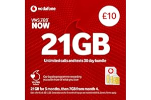 PATHFINDERGTM LTD Vodafone Pay As You Go SIM Card, Unlimited Calls and Texts, 30 Day Bundle (£10)