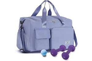 FIORETTO 35L Damen Sporttasche Faltbare Reisetasche mit Schuhfach und Nassfach, Wasserabweisende Weekender Gym Travel Bag Handgepäck Tasche Trainingstasche für Damen Herren Blau