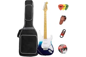 Bullfighter Guitarra eléctrica individual ST juego de guitarra electrónica adulto profesional principiante bolsa de guitarra (azul)