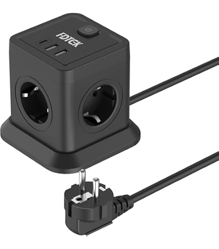 VOOMY Multipresa Verticale Con 12 Prese ITA, 2 USB-C 20W PD3.0 E 3 USB-A – 4000W, Protezione Sovratensione, 2 Interruttori E Cavo 2 M, Nero!